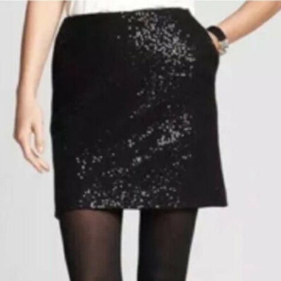 Ann Taylor Dresses & Skirts - Ann Taylor Black Sequin Wool Blend Mini Skirt